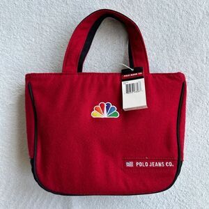 NWT Vtg 90s Polo Sport Ralph Lauren Wool Blend Bag Tote Red Double Handle Wallet